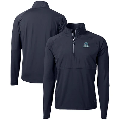 Men's Cutter & Buck Navy Citadel Bulldogs DryTec Adapt Eco Knit Hybrid Recycled Raglan Quarter-Zip Jacket