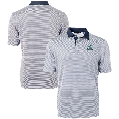 Men's Cutter & Buck Navy/White Citadel Bulldogs Vault DryTec Virtue Eco Pique Micro Stripe Recycled Polo