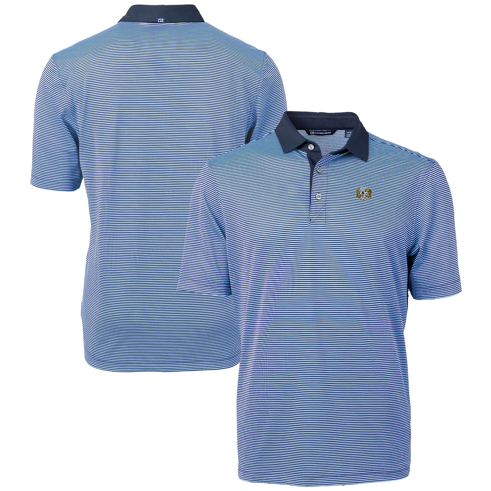 Men's Cutter & Buck Carolina Blue/Navy North Tar Heels Vault DryTec Virtue Eco Pique Micro Stripe Recycled Polo