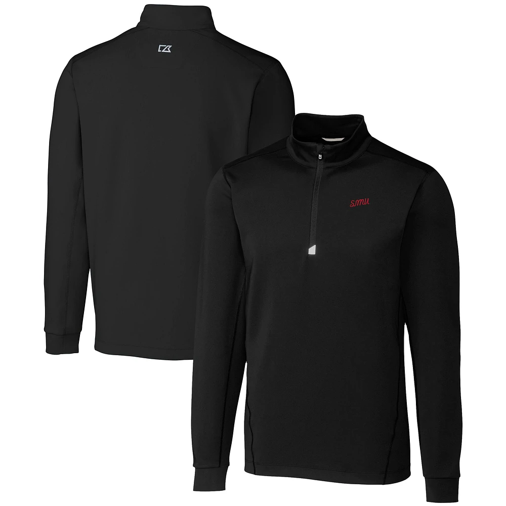 Men's Cutter & Buck SMU Mustangs Vault DryTec Traverse Stretch Quarter-Zip Pullover
