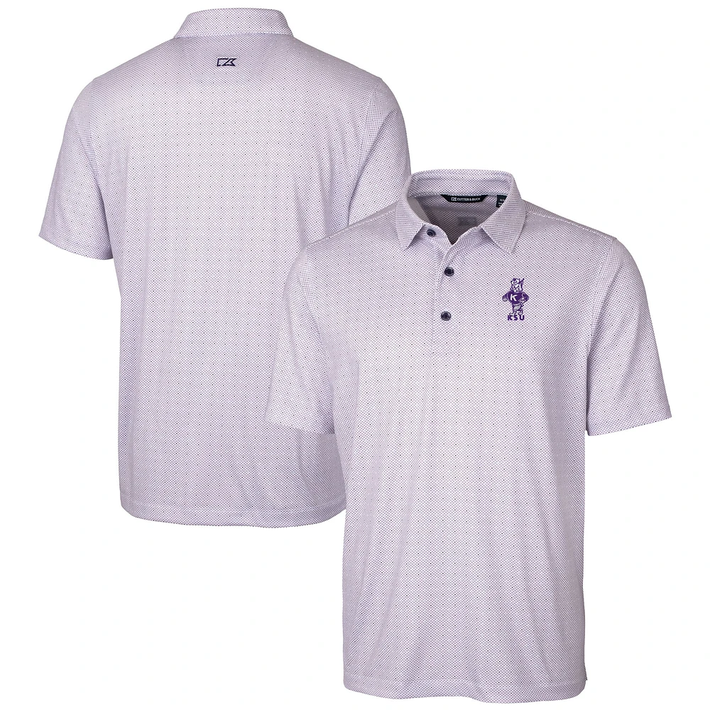 Men's Cutter & Buck Purple Kansas State Wildcats Vault DryTec Pike Double Dot Print Stretch Polo