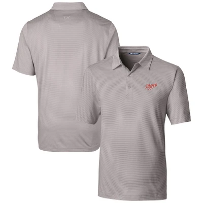 Men's Cutter & Buck Gray Dayton Flyers Vault Forge Pencil Stripe Stretch Polo