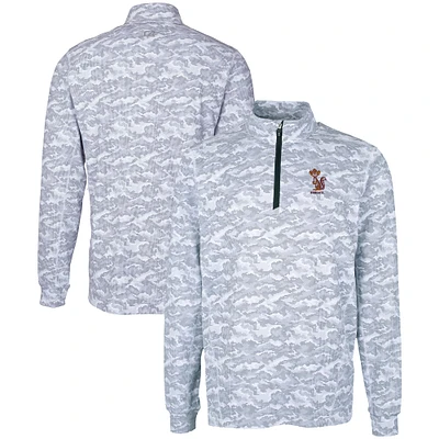 Men's Cutter & Buck Gray Minnesota Golden Gophers Vault DryTec Traverse Camo Print Stretch Quarter-Zip Jacket