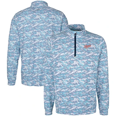 Men's Cutter & Buck Blue Dayton Flyers Vault DryTec Traverse Camo Print Stretch Quarter-Zip Jacket
