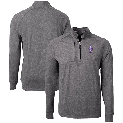 Men's Cutter & Buck Heather Kansas State Wildcats Vault Adapt Eco Knit Heathered Recycled Raglan Quarter-Zip Top