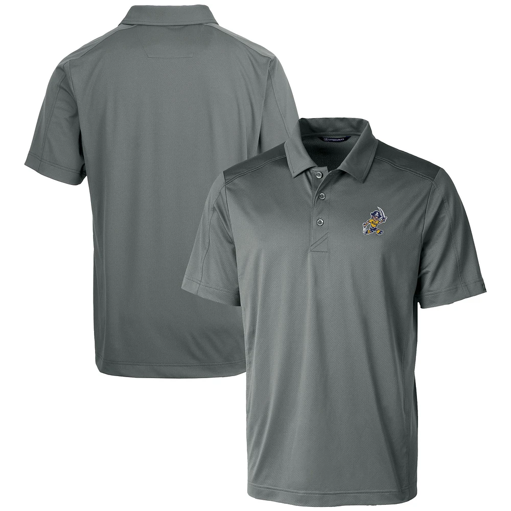 Men's Cutter & Buck Gray ETSU Buccaneers Vault Prospect Textured Stretch Polo