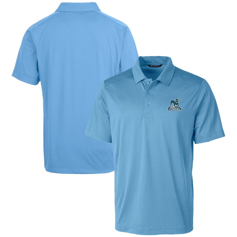 Men's Cutter & Buck Light Blue Citadel Bulldogs Vault Prospect Textured Stretch Polo