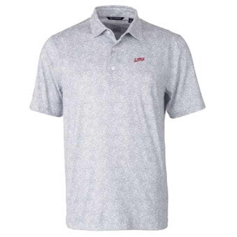 Men's Cutter & Buck Gray SMU Mustangs Vault Pike Constellation Print Stretch DryTec Polo