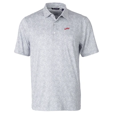 Men's Cutter & Buck Gray SMU Mustangs Vault Pike Constellation Print Stretch DryTec Polo