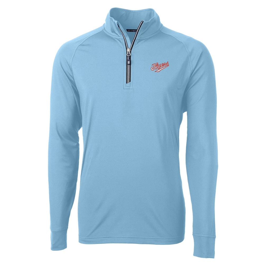 Men's Cutter & Buck Light Blue Dayton Flyers Vault Adapt Eco Knit Stretch Recycled DryTec Quarter-Zip Top