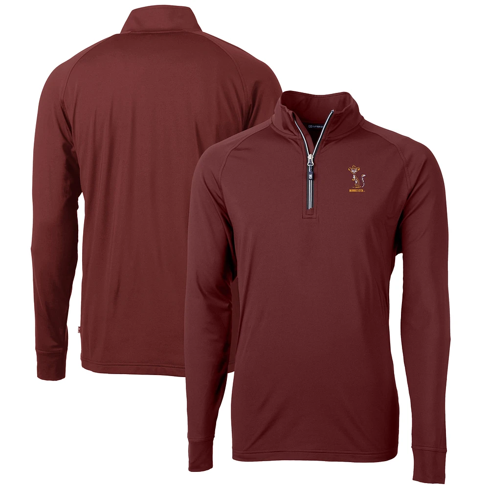 Men's Cutter & Buck Maroon Minnesota Golden Gophers Vault Adapt Eco Knit Stretch Recycled DryTec Quarter-Zip Top