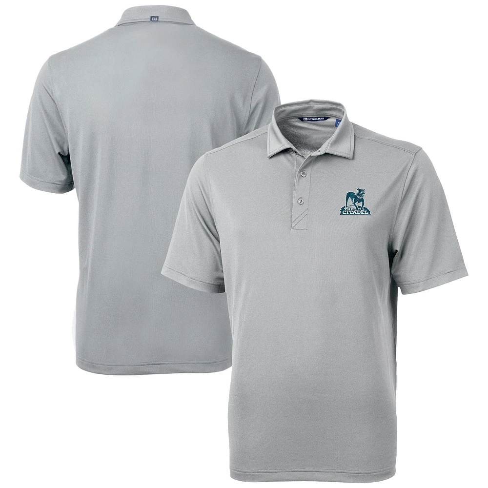 Men's Cutter & Buck Gray Citadel Bulldogs Vault DryTec Virtue Eco Pique Recycled Polo