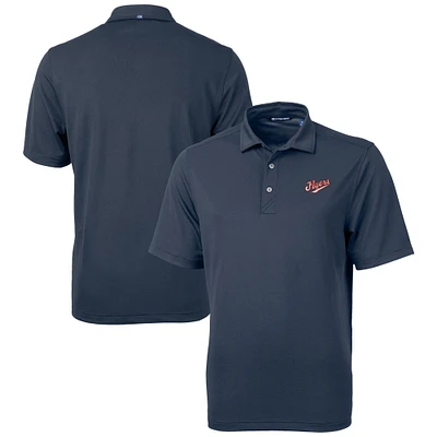 Men's Cutter & Buck Navy Dayton Flyers Vault DryTec Virtue Eco Pique Recycled Polo
