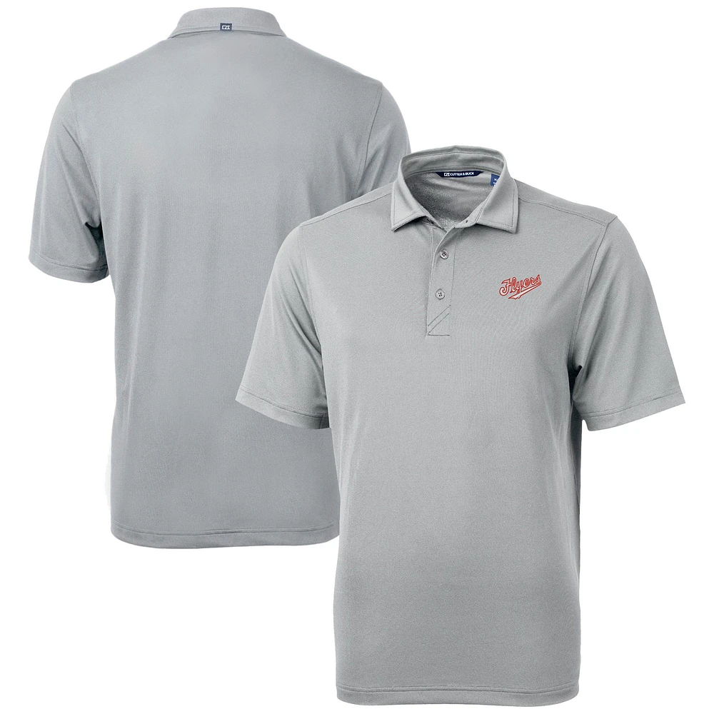 Men's Cutter & Buck Gray Dayton Flyers Vault DryTec Virtue Eco Pique Recycled Polo