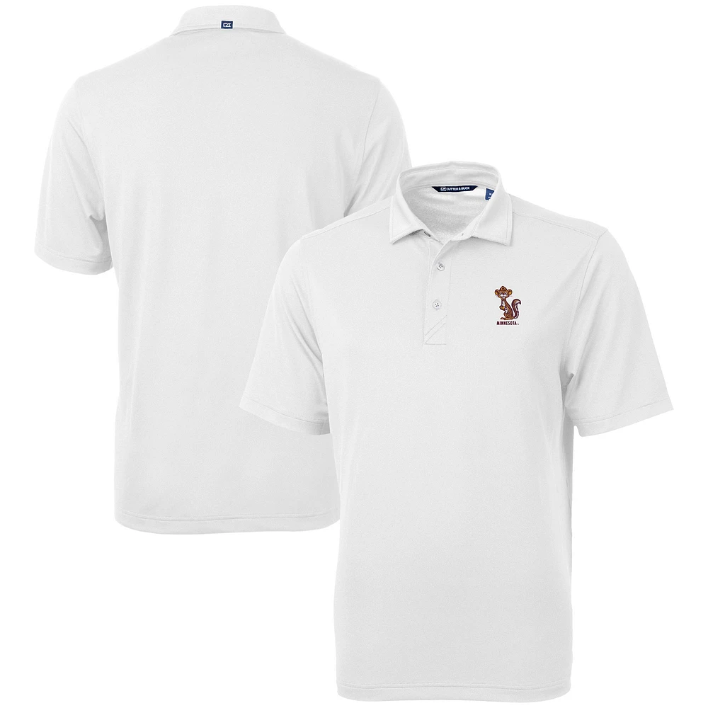 Men's Cutter & Buck White Minnesota Golden Gophers Vault DryTec Virtue Eco Pique Recycled Polo