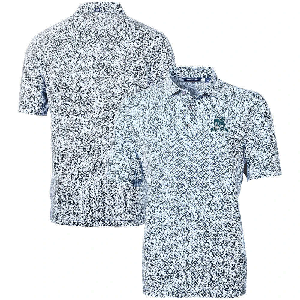 Men's Cutter & Buck Navy Citadel Bulldogs Vault DryTec Virtue Eco Pique Botanical Print Recycled Polo