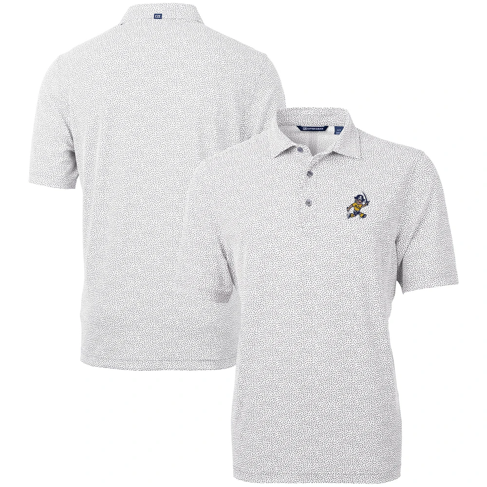 Men's Cutter & Buck Gray ETSU Buccaneers Vault DryTec Virtue Eco Pique Botanical Print Recycled Polo