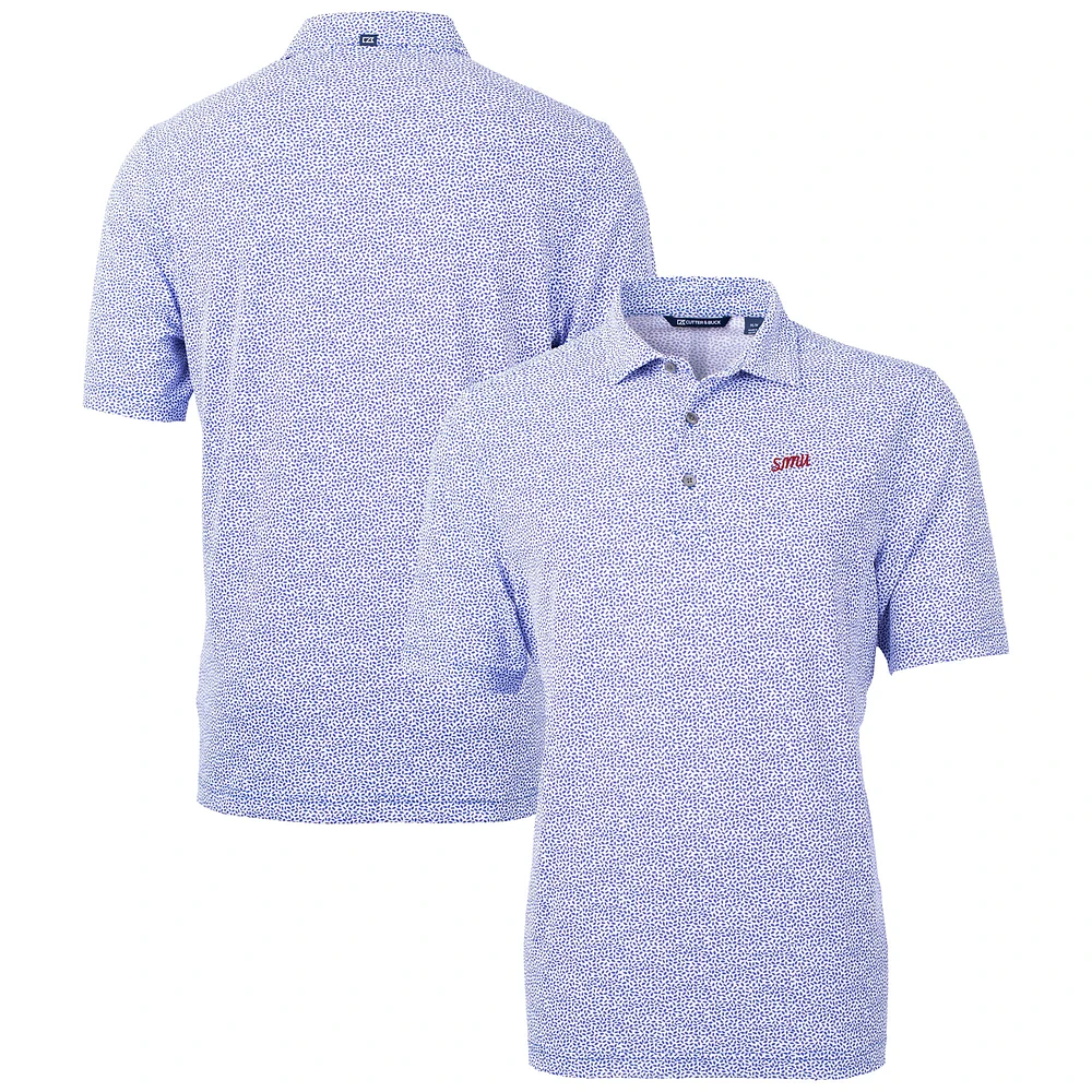 Men's Cutter & Buck SMU Mustangs Vault DryTec Virtue Eco Pique Botanical Print Recycled Polo
