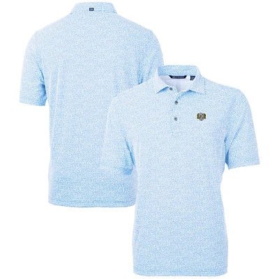 Men's Cutter & Buck Light Blue North Carolina Tar Heels Vault DryTec Virtue Eco Pique Botanical Print Recycled Polo