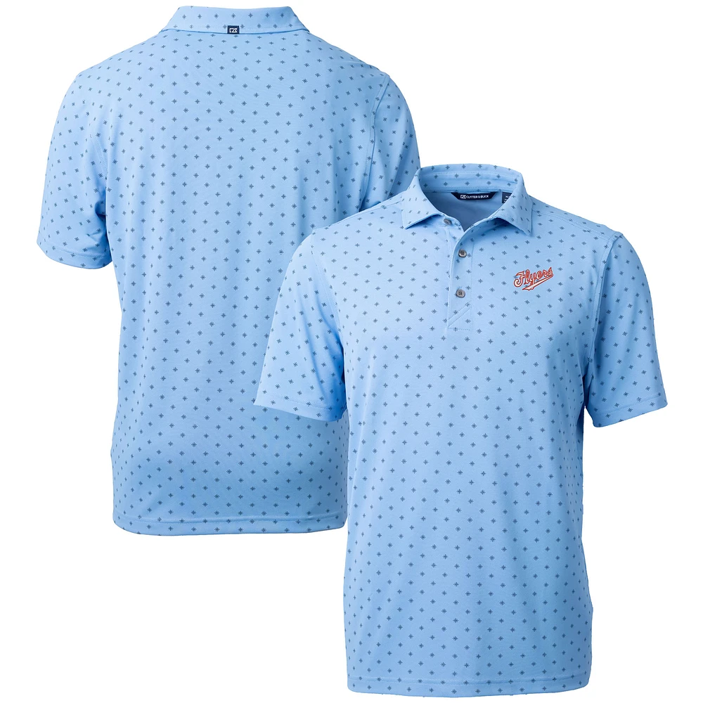 Men's Cutter & Buck Light Blue Dayton Flyers Vault DryTec Virtue Eco Pique Tile Print Recycled Polo