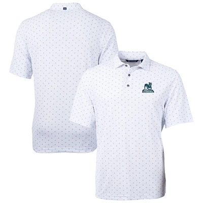 Men's Cutter & Buck White Citadel Bulldogs Vault DryTec Virtue Eco Pique Tile Print Recycled Polo