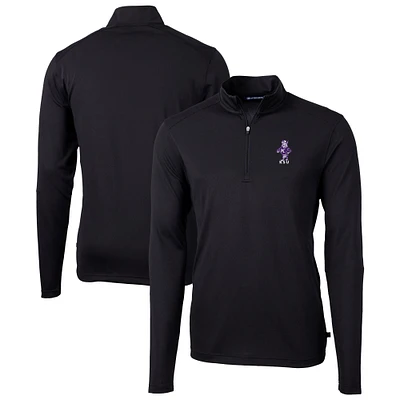 Men's Cutter & Buck Kansas State Wildcats Vault DryTec Virtue Eco Pique Recycled Quarter-Zip Top