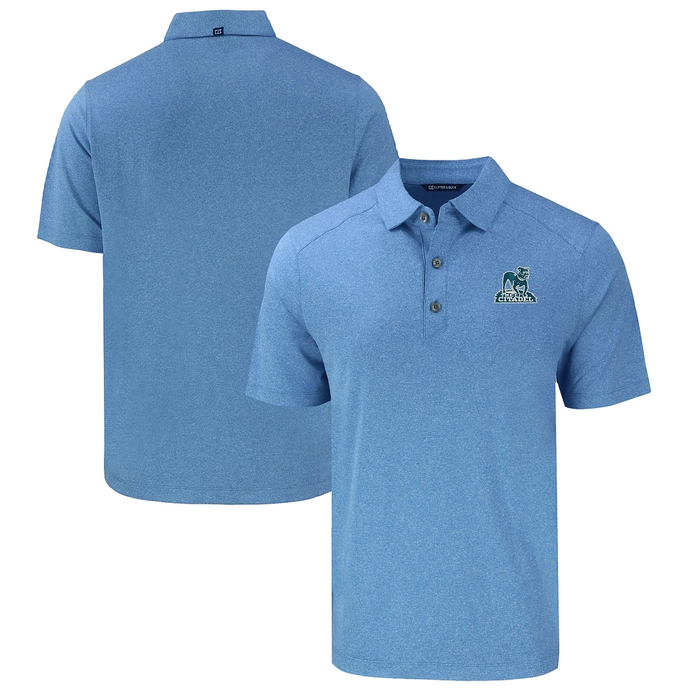 Men's Cutter & Buck Light Blue Citadel Bulldogs Vault Forge Eco Stretch Recycled Polo