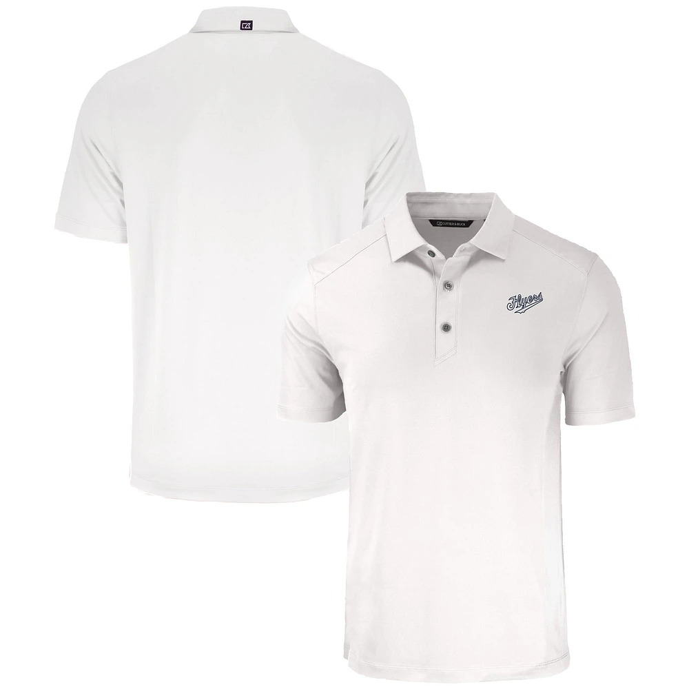 Men's Cutter & Buck White Dayton Flyers Vault Forge Eco Stretch Recycled Polo