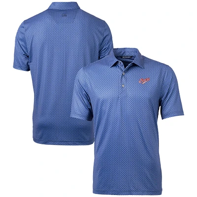 Men's Cutter & Buck Navy Dayton Flyers Vault Pike Banner Print Stretch Polo