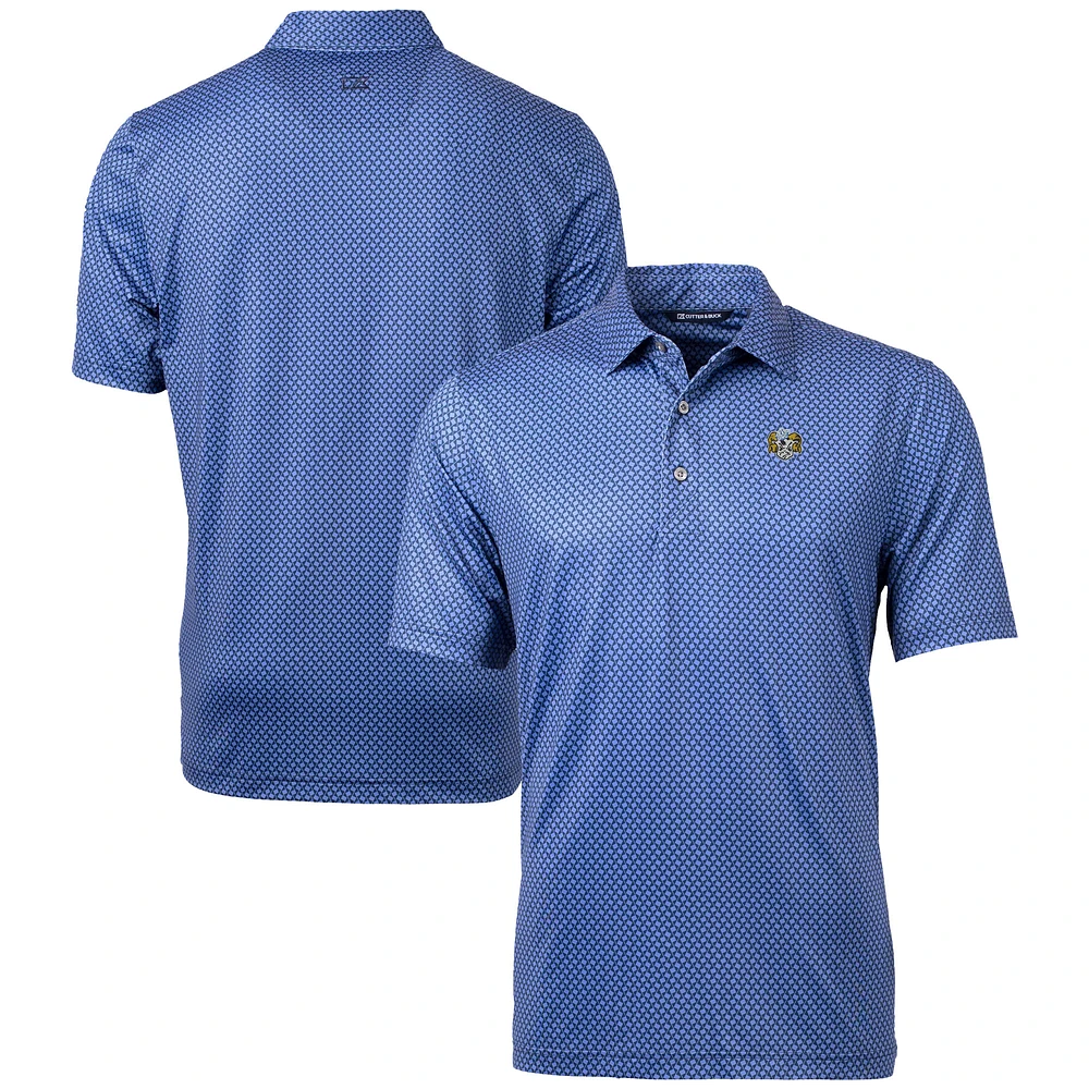 Men's Cutter & Buck Navy North Carolina Tar Heels Vault Pike Banner Print Stretch Polo