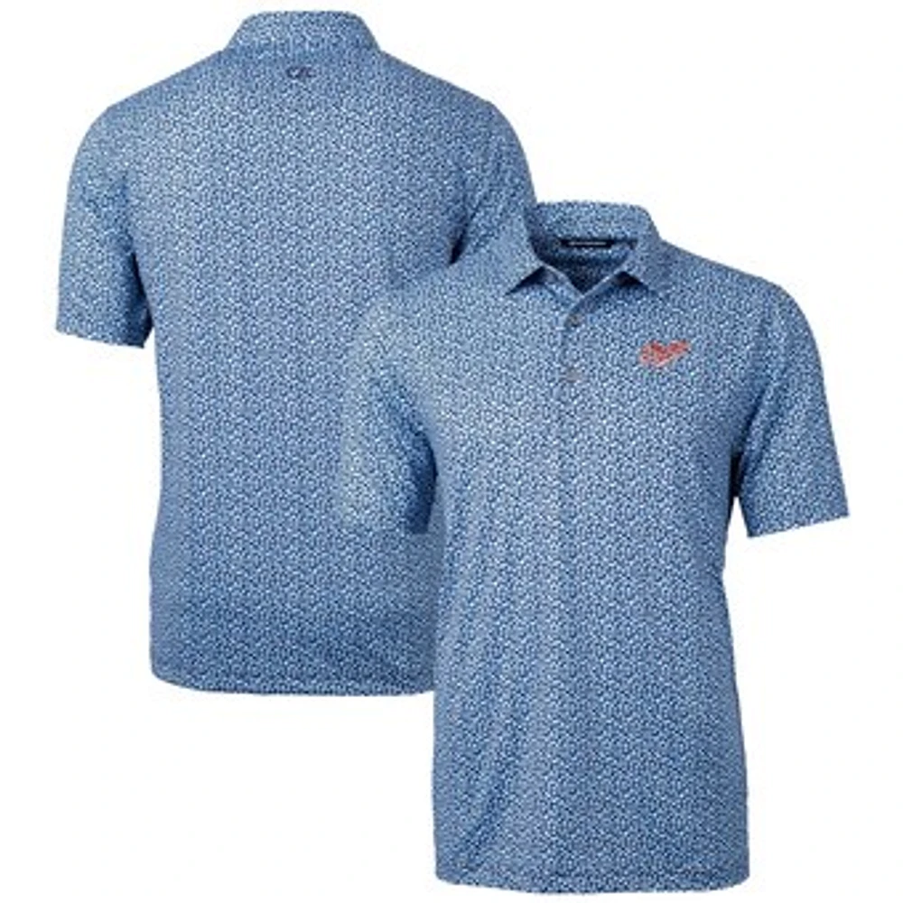 Men's Cutter & Buck Light Blue Dayton Flyers Vault Pike Magnolia Print Stretch Polo