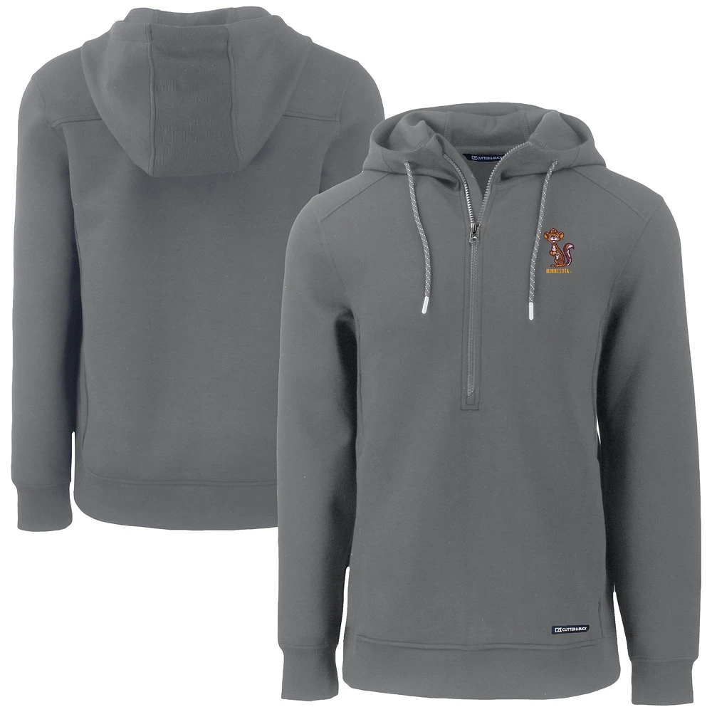 Men's Cutter & Buck Gray Minnesota Golden Gophers Roam Eco Recycled Half-Zip Hoodie