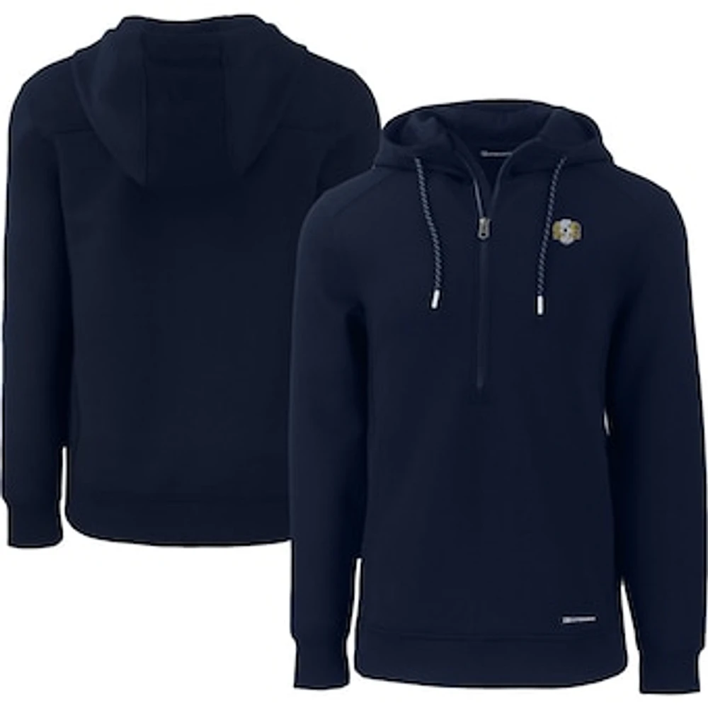 Men's Cutter & Buck Navy North Carolina Tar Heels Roam Eco Recycled Half-Zip Hoodie