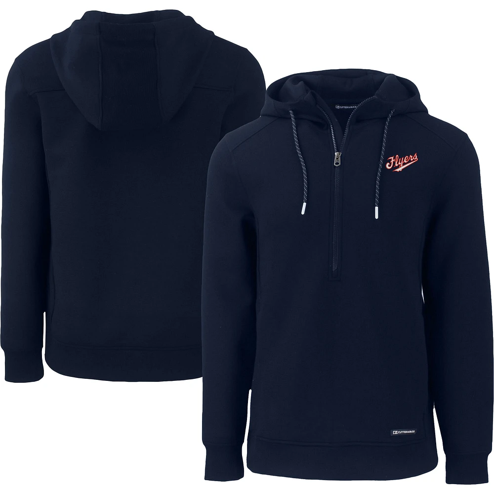 Men's Cutter & Buck Navy Dayton Flyers Roam Eco Recycled Half-Zip Hoodie