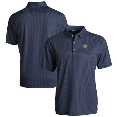 Men's Cutter & Buck Navy North Carolina Tar Heels Vault Pike Eco Symmetry Print Stretch Recycled Polo