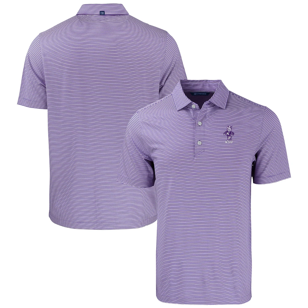 Men's Cutter & Buck Purple/White Kansas State Wildcats Forge Eco Double Stripe Stretch Recycled Tri-Blend Polo