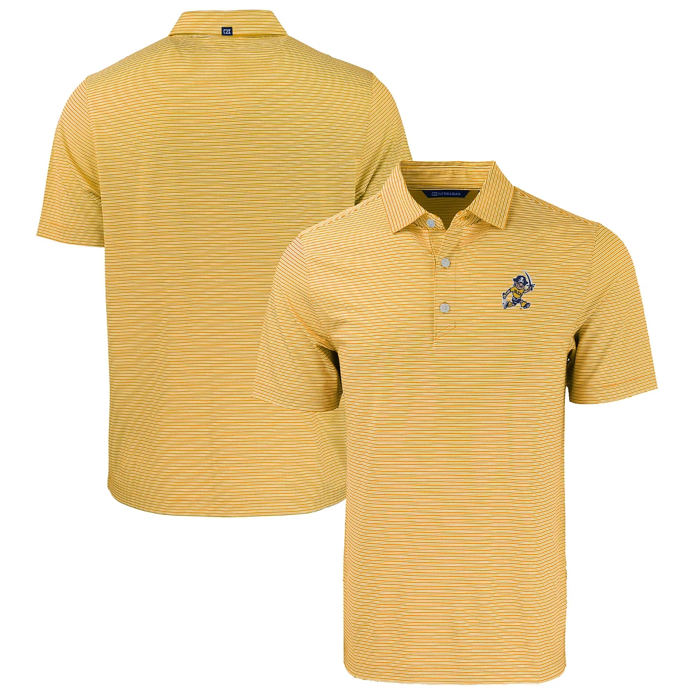Men's Cutter & Buck Gold/White ETSU Buccaneers Forge Eco Double Stripe Stretch Recycled Tri-Blend Polo