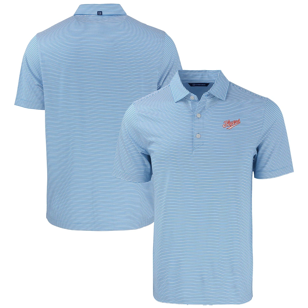 Men's Cutter & Buck /White Dayton Flyers Forge Eco Double Stripe Stretch Recycled Tri-Blend Polo