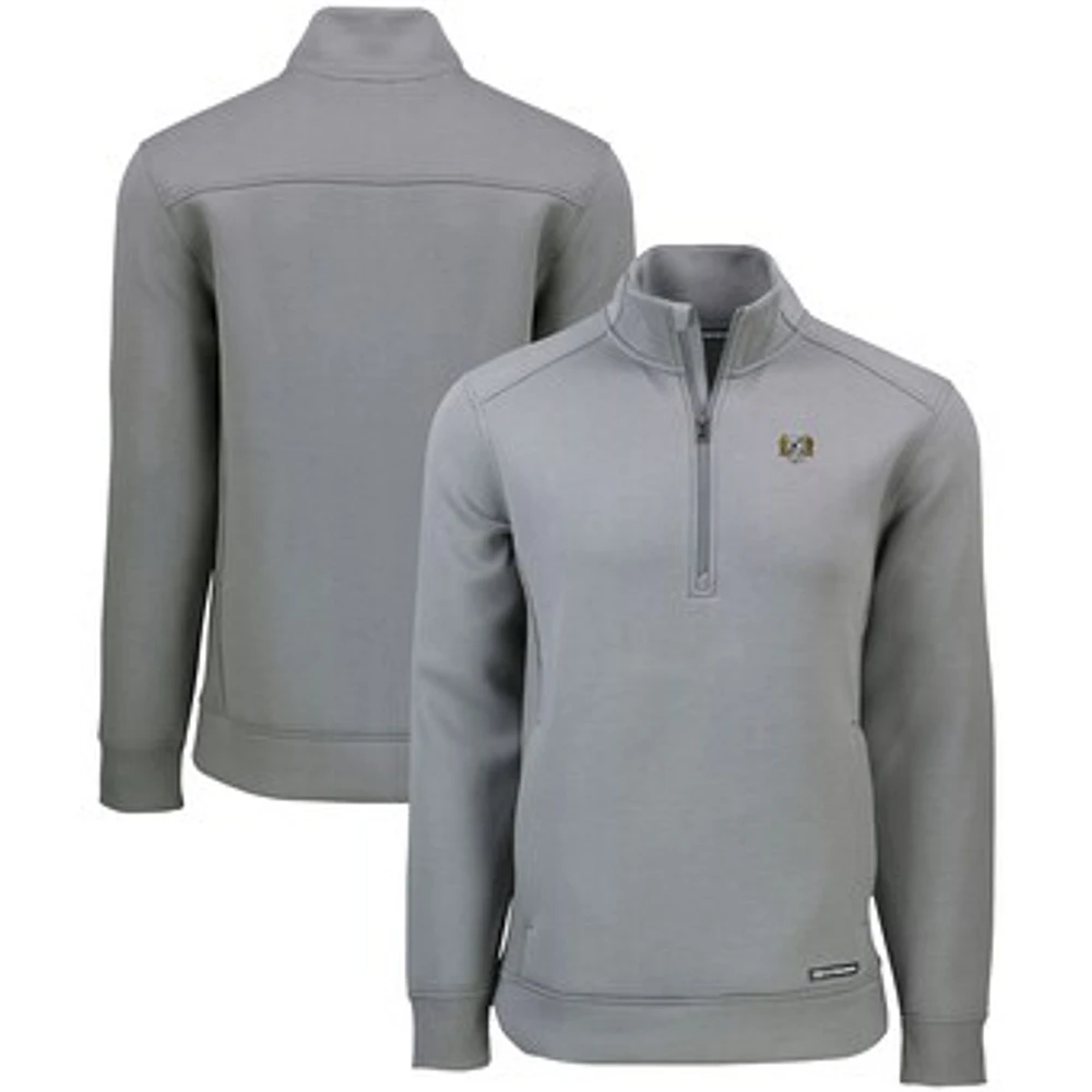 Men's Cutter & Buck Gray North Carolina Tar Heels Roam Eco Recycled Quarter-Zip Sweatshirt