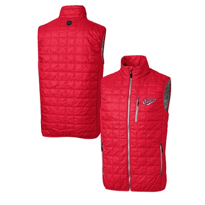 Men's Cutter & Buck Red Dayton Flyers Vault Rainier PrimaLoft Eco Insulated Full-Zip Puffer Vest