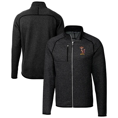 Men's Cutter & Buck Heather Charcoal Minnesota Golden Gophers Vault Mainsail Sweater-Knit Full-Zip Jacket