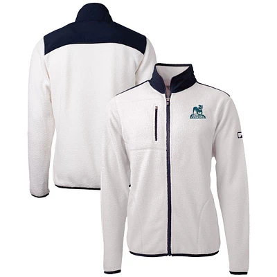 Men's Cutter & Buck Oatmeal/Navy Citadel Bulldogs Vault Cascade Eco Sherpa Fleece Full-Zip Jacket