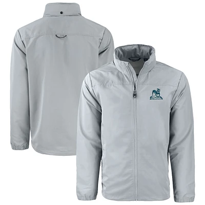 Men's Cutter & Buck Gray Citadel Bulldogs Vault Charter Eco Recycled Full-Zip Jacket