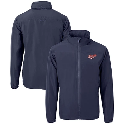 Men's Cutter & Buck Navy Dayton Flyers Vault Charter Eco Recycled Full-Zip Jacket