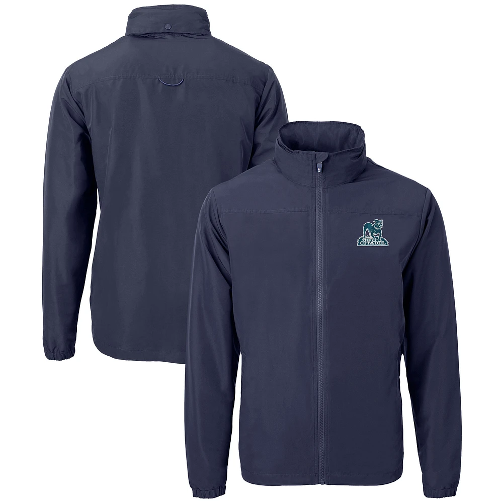 Men's Cutter & Buck Navy Citadel Bulldogs Vault Charter Eco Recycled Full-Zip Jacket