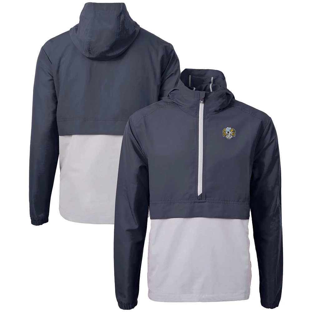 Men's Cutter & Buck Navy North Carolina Tar Heels Vault Charter Eco Recycled Half-Zip Anorak Jacket