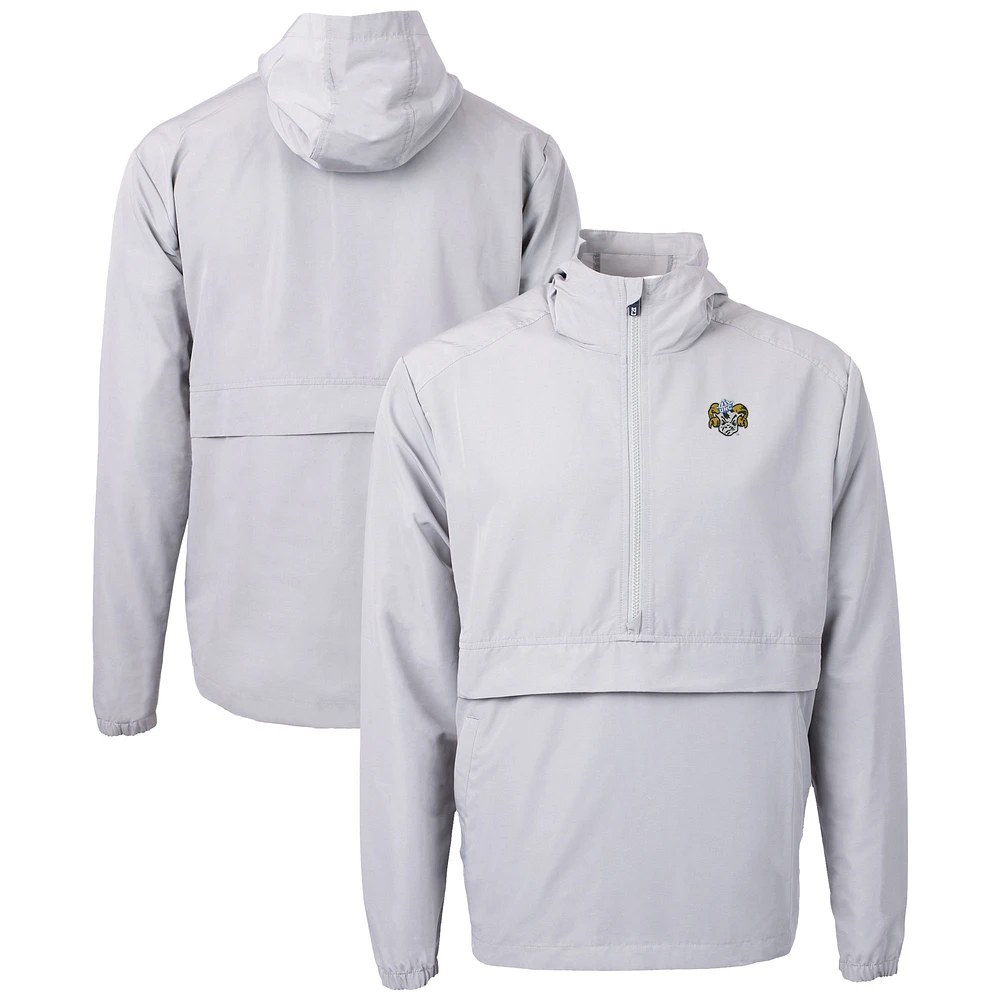 Men's Cutter & Buck Gray North Carolina Tar Heels Vault Charter Eco Recycled Half-Zip Anorak Jacket