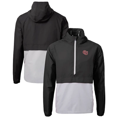 Men's Cutter & Buck Black Oklahoma Sooners Vault Charter Eco Recycled Half-Zip Anorak Jacket