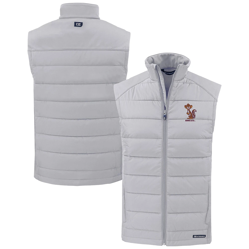 Men's Cutter & Buck Gray Minnesota Golden Gophers Vault Evoke Hybrid Eco Softshell Recycled Full-Zip Vest