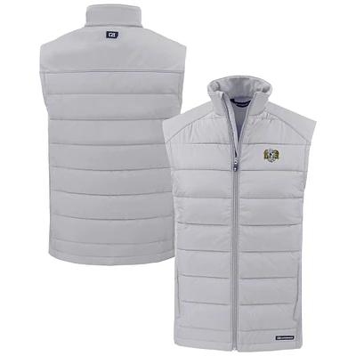 Men's Cutter & Buck Gray North Carolina Tar Heels Vault Evoke Hybrid Eco Softshell Recycled Full-Zip Vest